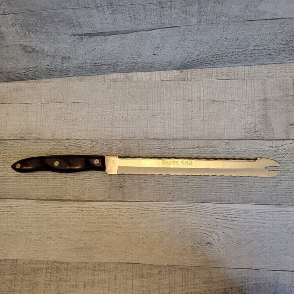 Vintage Wonder Knife Stainless Steel Serrated Bread Knife With Brown Handle Made - Picture 1 of 7